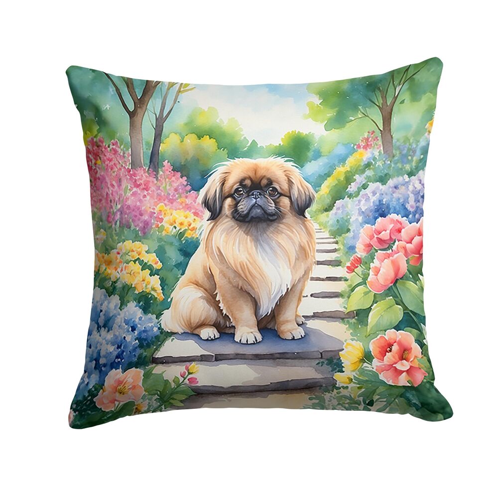 1695 Spring Path Throw Pillow, 18Hx18W, Pekingese 6685